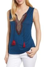 Women's Bobeau Embroidered Tank - Blue/green