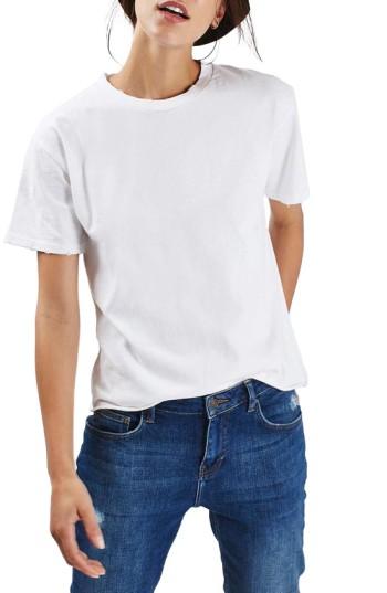 Women's Topshop Distressed Edge Tee Us (fits Like 2-4) - White