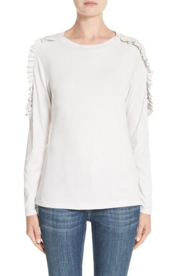 Women's Burberry Uima Ruffle Cotton Top - White