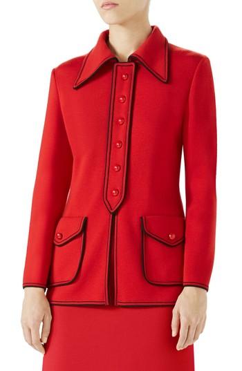 Women's Gucci Hypnotism Wool Cardigan - Red