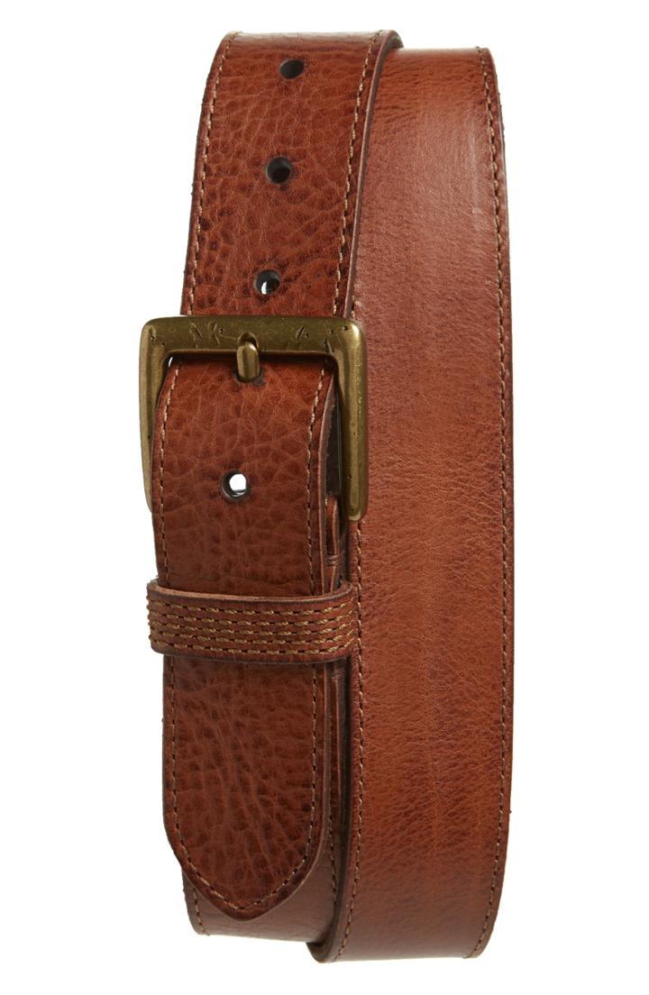 Men's Frye Pebbled Leather Belt - Cognac