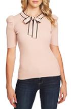 Women's Cece Bow Neck Puff Sleeve Sweater, Size - Pink