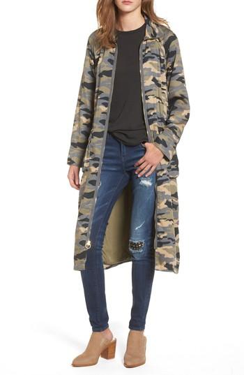 Women's True Religion Brand Jeans Biker Trench Coat - Green