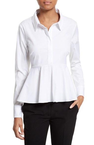 Women's Milly Stretch Poplin Peplum Shirt