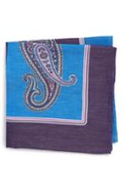 Men's Eton Paisley Linen & Silk Pocket Square, Size - Blue
