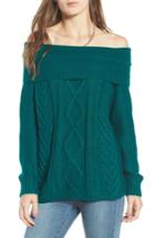 Women's Billabong Off Shore Cable Knit Sweater - Blue/green