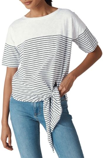 Women's Whistles Side Tie Breton Tee - White