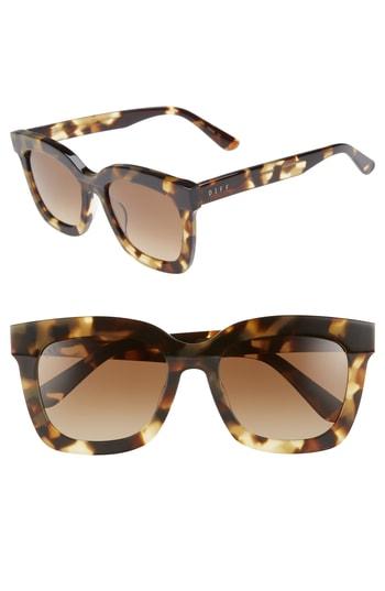 Women's Diff Carson 53mm Polarized Square Sunglasses - Moss Havana/ Brown