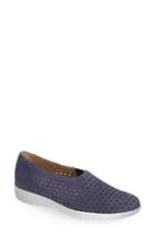 Women's Munro 'skipper' Perforated Leather Sneaker .5 Ww - Blue