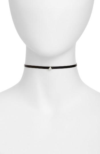 Women's Ef Collection Mini Diamond Trio Leather Choker