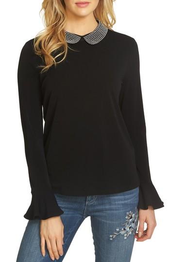 Women's Cece Embellished Collar Top - Black