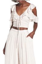 Women's 4si3nna Cold Shoulder Ruffle Crop Top - Ivory