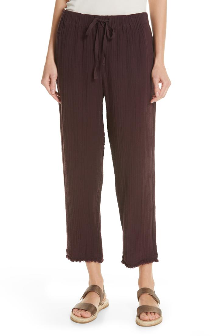 Women's Eileen Fisher Drawstring Organic Cotton Crop Pants, Size - Purple