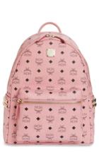 Mcm Medium Stark Side Stud Coated Canvas Backpack - Pink