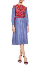 Women's Sandro Mixed Print Cotton & Silk Faux Wrap Dress - Red