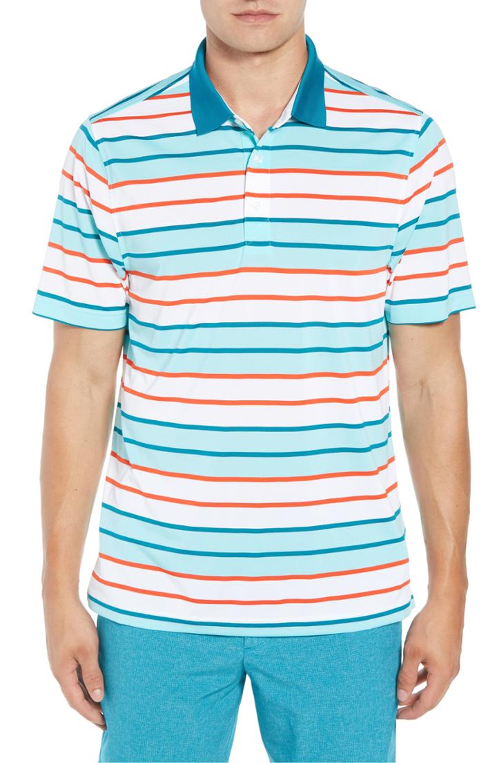 Men's Cutter & Buck Cody Drytec Striped Polo, Size - Blue
