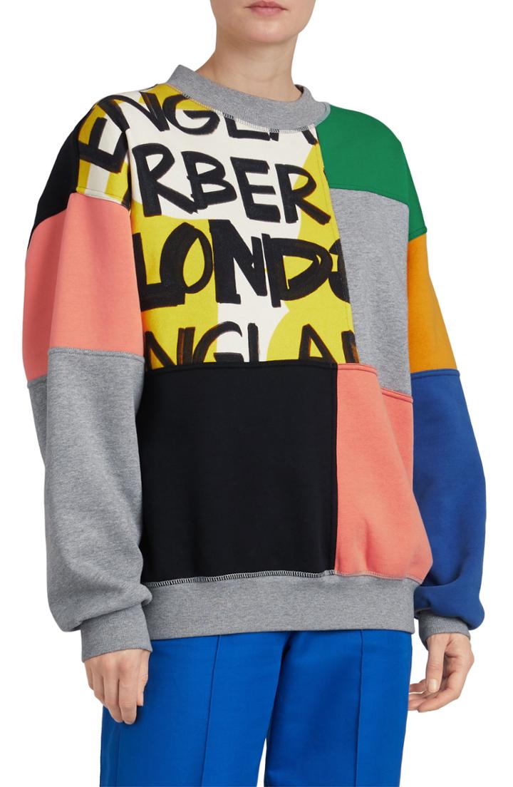 Women's Burberry Fluvial Graffiti Print Sweatshirt - Grey