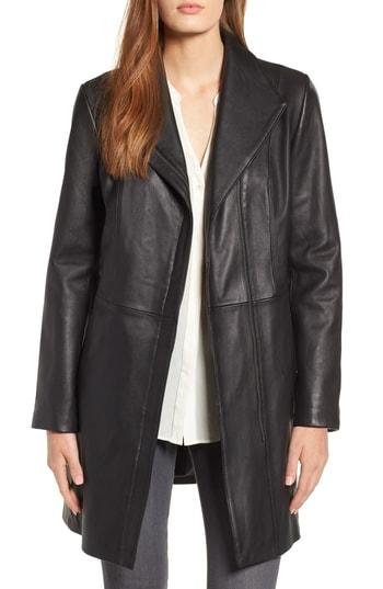 Women's Cole Haan Italian Lambskin Car Coat - Black