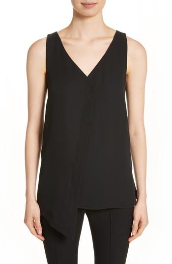 Women's St. John Collection Silk Satin Drape Top - Black