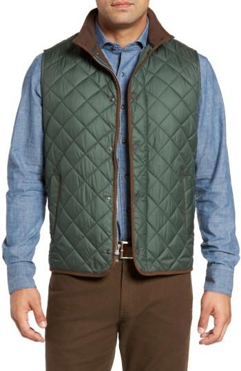 Men's Peter Millar Essex Quilted Vest, Size - Green
