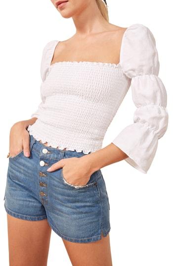 Women's Reformation Gala Linen Top - White