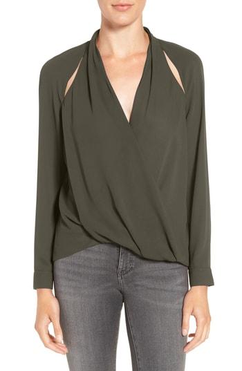 Women's Trouve Cutout Surplice Top - Green