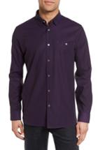 Men's Ted Baker London Nordlux Modern Slim Fit Stretch Cotton Sport Shirt (l) - Purple