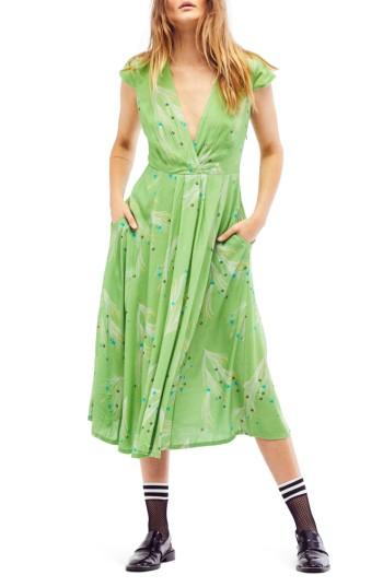 Women's Free People Print Retro Midi Dress - Green