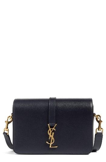 Saint Laurent 'medium Monogram' Leather Shoulder Bag - Blue
