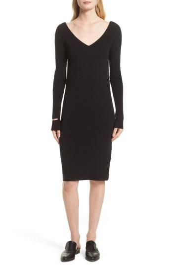 Women's Helmut Lang Double V-neck Wool Blend Dress