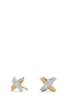Women's David Yurman 'x' Earrings With Diamonds And Gold