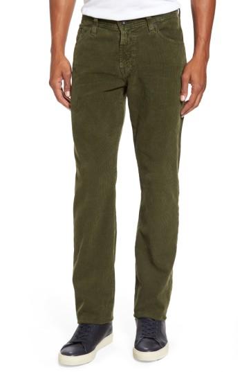 Men's Ag 'graduate' Tailored Straight Leg Corduroy Pants - Green