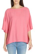 Women's Eileen Fisher Flutter Sleeve Silk Boxy Top, Size - Pink