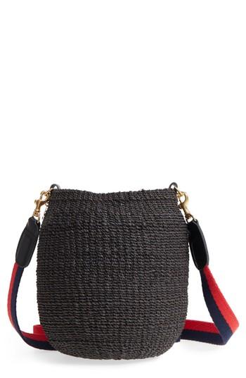 Clare V. Pot De Miel Top Handle Straw Basket Bag - Black