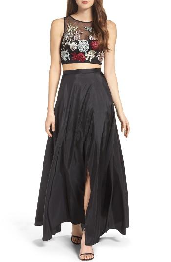 Women's Xscape Embellished Two-piece Gown - Black