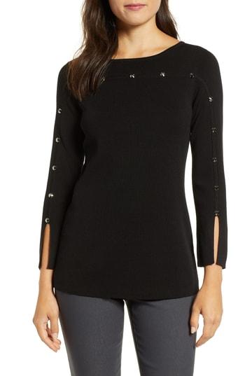Women's Nic + Zoe Studded Sweater - Black
