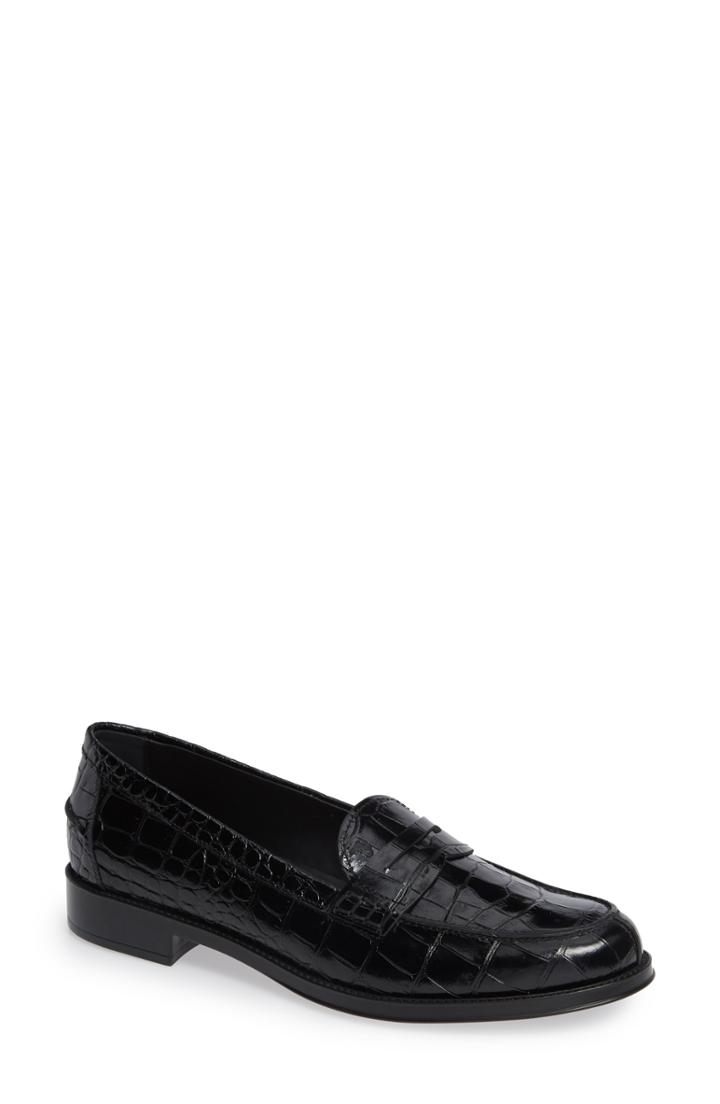 Women's Tod's Classic Croc Embossed Penny Loafer .5us / 37.5eu - Black