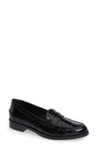 Women's Tod's Classic Croc Embossed Penny Loafer .5us / 37.5eu - Black