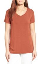 Petite Women's Halogen Modal Jersey V-neck Tee P - Metallic