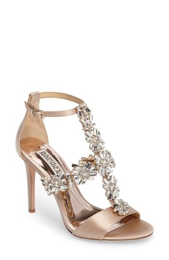 Women's Badgley Mischka Munroe Embellished Sandal .5 M - Beige