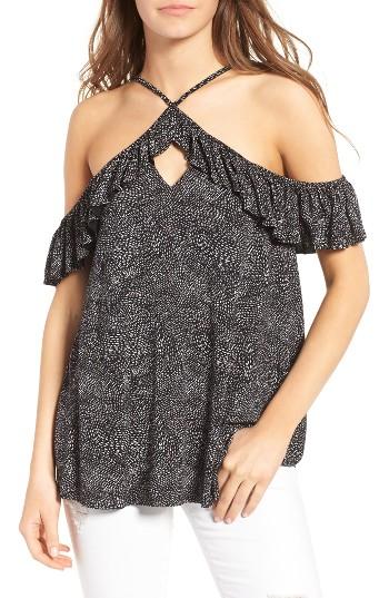 Women's Sun & Shadow Cold Shoulder Halter Top