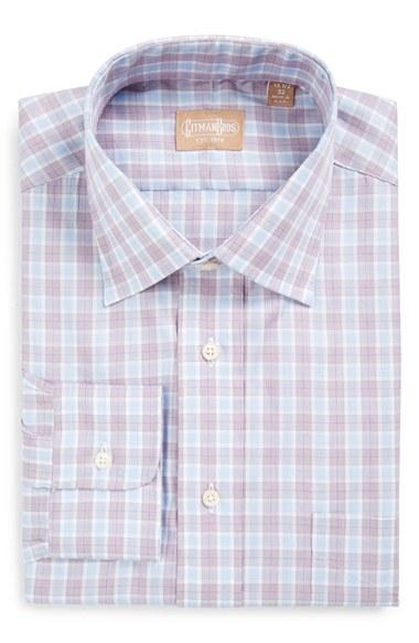 Men's Gitman 'broadcloth' Regular Fit Check Dress Shirt .5 32 - Purple
