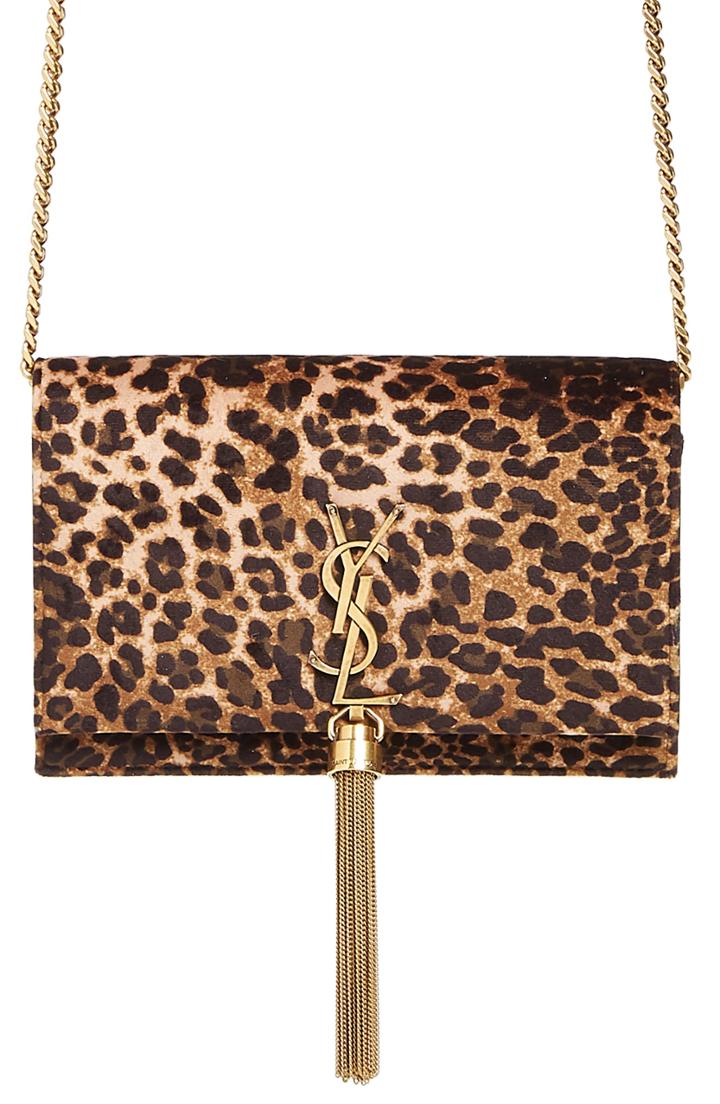 Women's Saint Laurent Kate Leopard Print Wallet On A Chain -