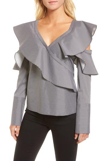 Women's Chelsea28 Cutout Ruffle Top, Size - Black