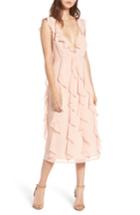 Women's Afrm Ingrid Ruffle Chiffon Midi Dress - Pink