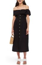 Women's Topshop Linen Off The Shoulder Midi Dress