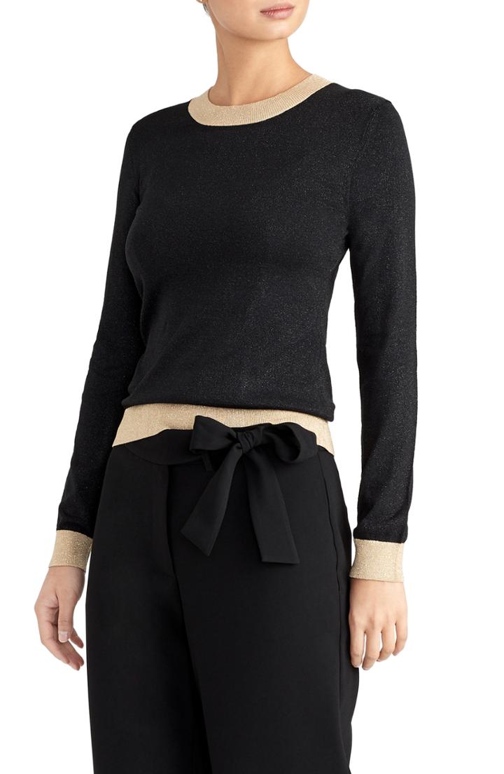 Women's Rachel Roy Collection Metallic Pop Sweater - Black
