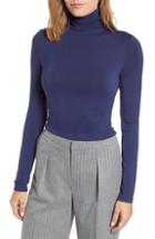 Petite Women's Halogen Long Sleeve Turtleneck, Size P - Blue