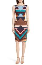 Women's Tracy Reese Print Stretch Silk Sheath Dress - Brown
