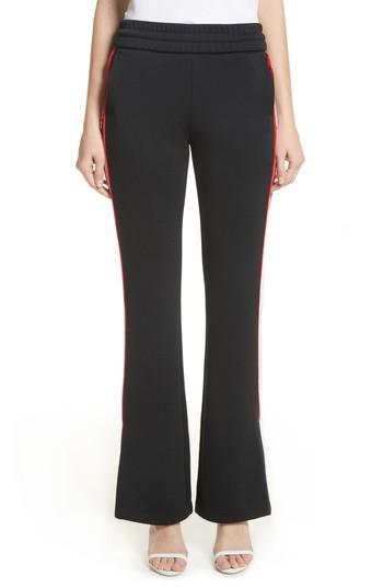 Women's Off-white Flare Leg Track Pants - Black
